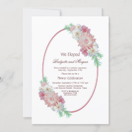 Convites Festa Após Casamento Floral Oval Rosa