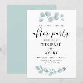 Convites Festa após casamento minimalista com aquarela verd