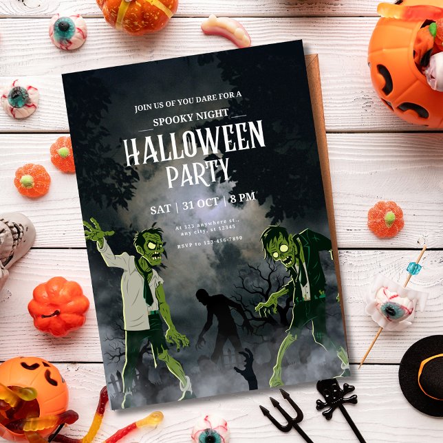 Convites Festa Assustadora de Halloween Noite de Terror Tem (Criador carregado)