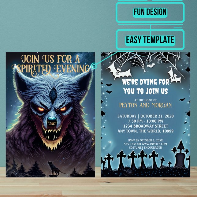 Convites Festa Assustadora do Halloween de Werewolf (Use these awesome invitations to get your guest in the mood right away. )