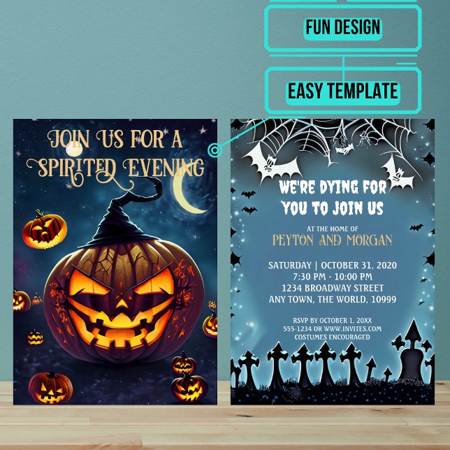 Convites Festa Assustadora do Halloween Jack-o'-lanterno (Use these awesome invitations to get your guest in the mood right away. )