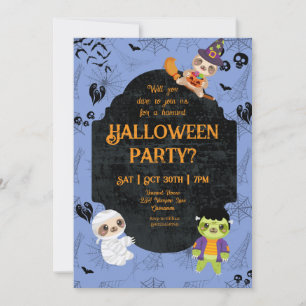 Convites Festa Bela Halloween Sloth 2