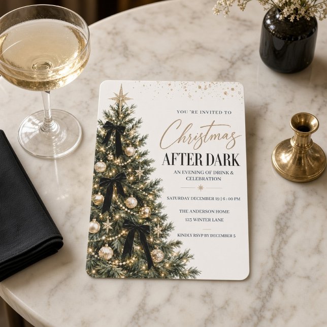 Convites Festa Black Bow Christmas After Dark (Criador carregado)