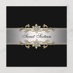 Convites Festa Black e Gold Sweet Sixteen