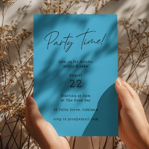 Convites Festa   Blue Modern Minimalist Birthday