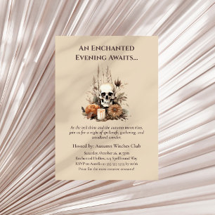 Convites Festa Boho Gothic Fall com Crânio e Flores