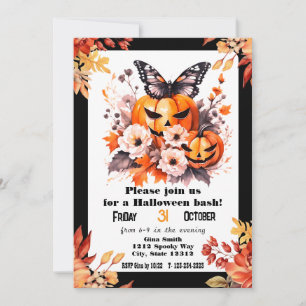 Convites Festa bonito do Halloween Floral Pumpkin Bash