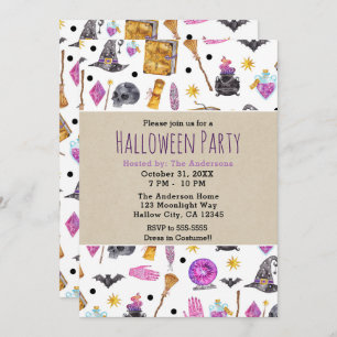 Convites Festa Branca de Cores Aquáticas de Halloween