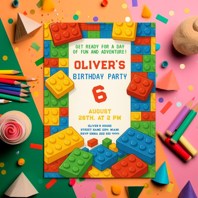 Convites Festa Bright Block - С Aniversário Imenso (Criador carregado)