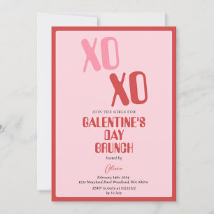 Convites Festa Brunch do Dia de Galentine Rosa Amizade