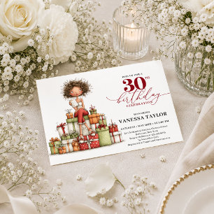 Convites Festa Burgundy de 30º Aniversário de Mulher Excênt
