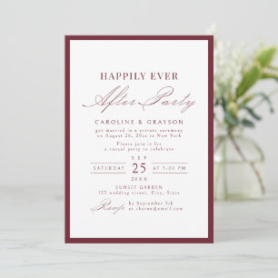 Convites Festa Burgundy Typography Felizes Para Sempre