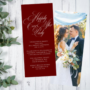 Convites Festa Burgundy White Script Felizes para Sempre