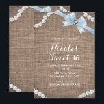 Convites Festa Burlap & Pearls Arco Azul Glamour Sweet 16<br><div class="desc">Convites de Festa Burlap & Pearls Arco Azul Glamour Sweet 16. Itens correspondentes também estão disponíveis.</div>