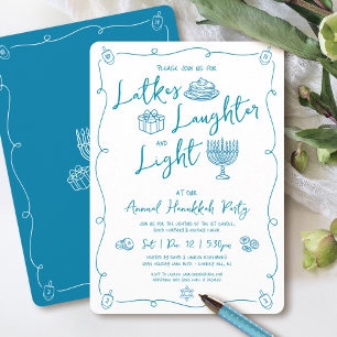 Convites Festa caprichosa e alegre de Hanukkah Latke Luz