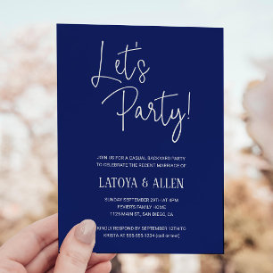 Convites Festa Casual de Noivado Azul - Vamos Festejar