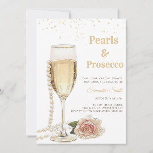 Convites Festa Chá de Noiva Pérolas Elegantes e Prosecco