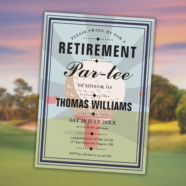 Convites Festa Clássica de Aposentadoria de Golfe (Classic Golf Retirement Partee Party Invitation)