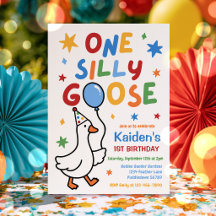 Festa Colorida de 1º Aniversário de Um Menino Gans