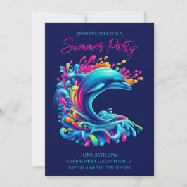Convites Festa Colorida de Golfinho Splash-Summer-