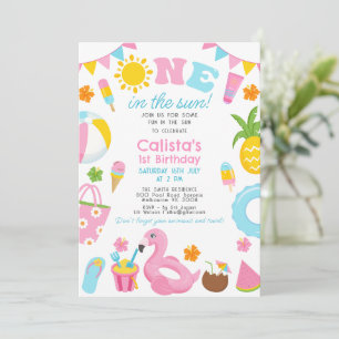 Convites Festa Colorida De Piscina Um No primeiro aniversar