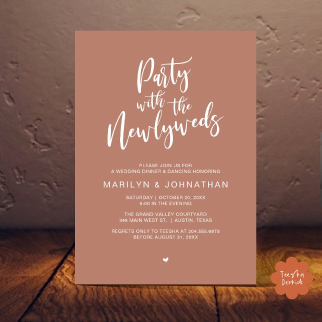 Convites Festa Com O Janto De Casamento Russo De Newlyweds (Party With The Newlyweds Rustic Wedding Dinner Dancing Lunch Brunch Invitation card PDF Earthy Brown)