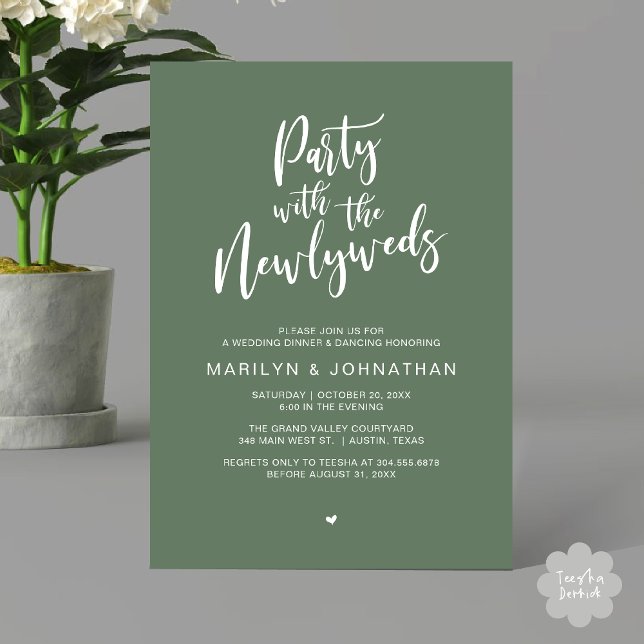 Convites Festa Com O Janto De Casamento Russo De Newlyweds (Party With The Newlyweds Rustic Wedding Dinner Dancing Lunch Brunch Invitation card PDF Sage Green)