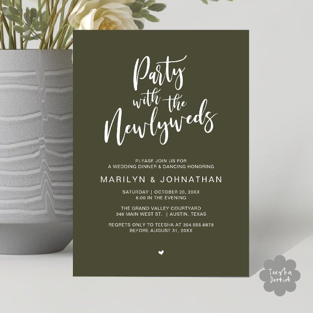 Convites Festa Com O Janto De Casamento Russo De Newlyweds (Party With The Newlyweds Rustic Wedding Dinner Dancing Lunch Brunch Invitation card PDF Olive Green)
