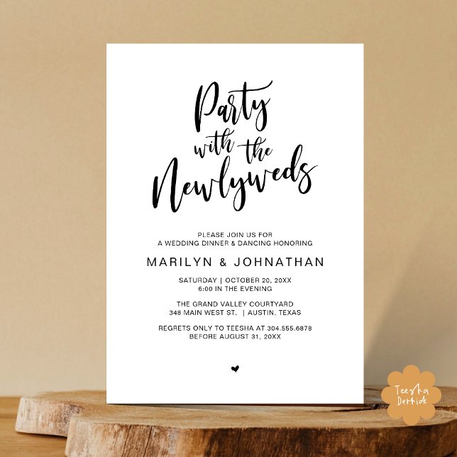Convites Festa Com O Janto De Casamento Russo De Newlyweds (Party With The Newlyweds Rustic Wedding Dinner Dancing Lunch Brunch Invitation card PDF White Black)