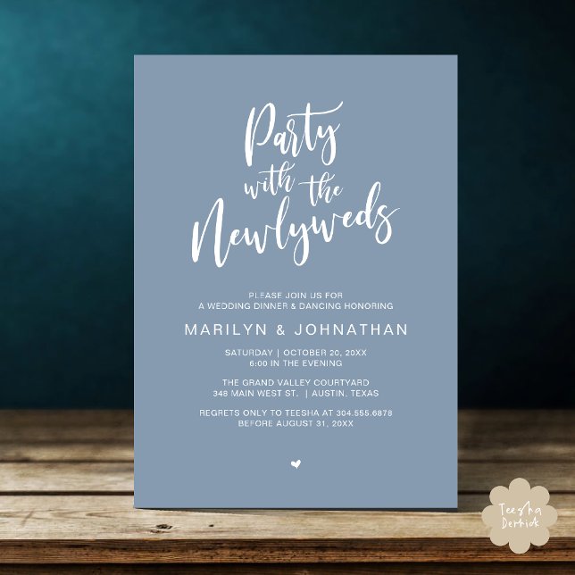 Convites Festa Com O Janto De Casamento Russo De Newlyweds (Party With The Newlyweds Rustic Wedding Dinner Dancing Lunch Brunch Invitation card PDF Dusty Blue)