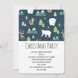 Convites Festa com padrão de animais de inverno de Natal fo