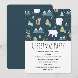 Convites Festa com padrão de animais de inverno de Natal fo