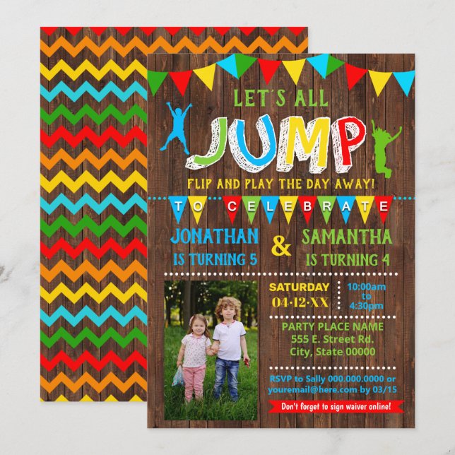 Convites Festa combinada de fotos de aniversário (Frente/Verso)