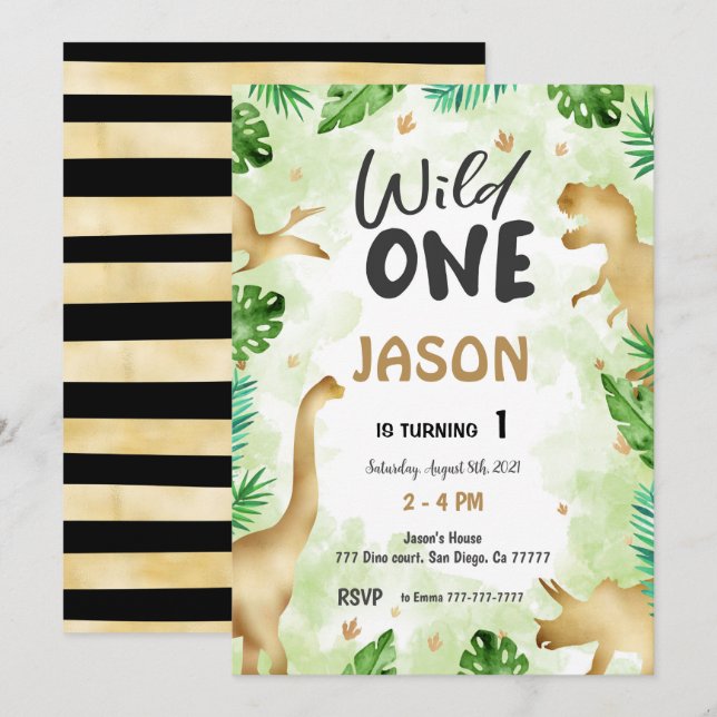 Convites Festa Como Um Dinossauro, Aniversário (Frente/Verso)