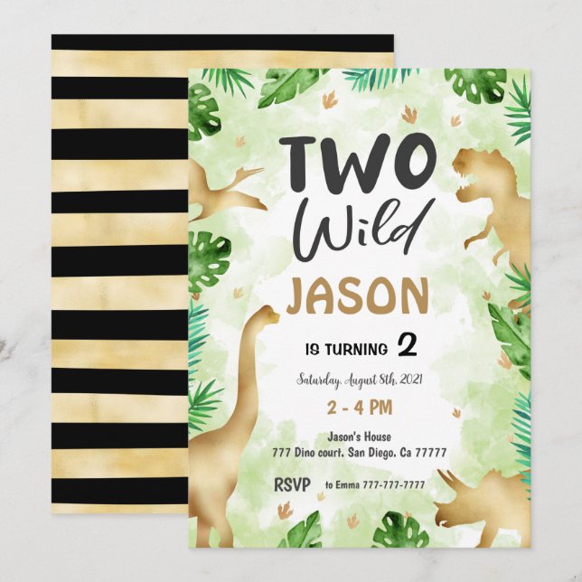 Convites Festa Como Um Dinossauro, Dinossauro Aniversário (Frente/Verso)
