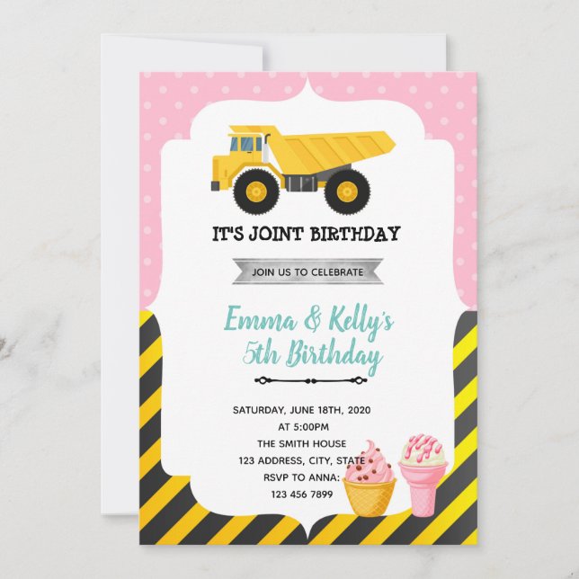Convites festa conjunta de construção de sorvetes (Frente)