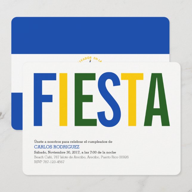 Convites Festa: Convites: El Salvador: Bandeira Salvadorenh (Frente/Verso)