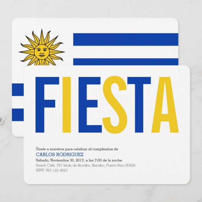 Convites Festa: Convites: Uruguai: Bandeira Uruguaia (Frente/Verso)