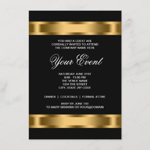 Convites Festa Corporativa Black Gold Black Tie