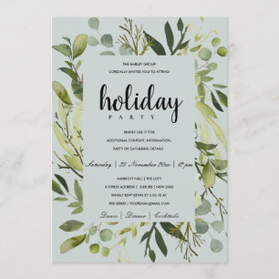CONVITES FESTA CORPORATIVA CINZA VERDE QUADRO FOLHAGEM