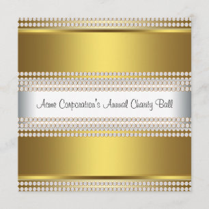 Convites Festa Corporativa de Gala em Dourado e Branco