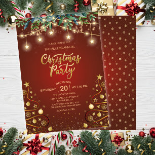 Convites Festa Corporativa de Natal Casa Vermelha Dourada E