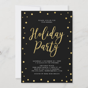 Convites Festa Corporativa de Natal Chic Dourado e Preto co