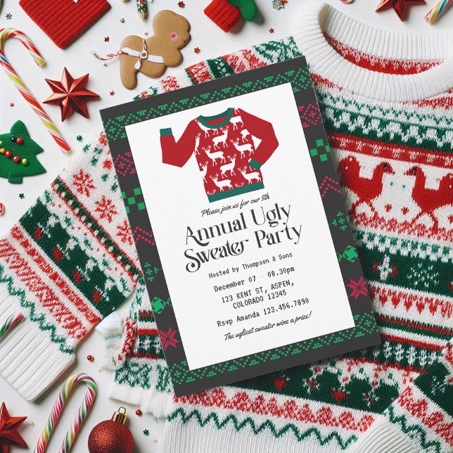Convites Festa Corporativa de Natal com Suéteres Feios (Festive Corporate Ugly Sweater Christmas Bash Invitation)