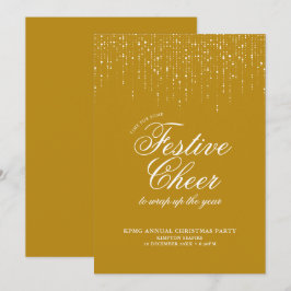 Convites Festa Corporativa de Natal Dourado Branco Alegria