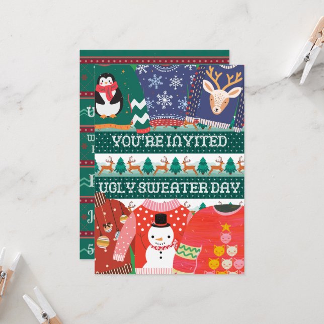 Convites Festa Corporativa Engraçada no Dia Útil de Natal (Frente/Verso In Situ)