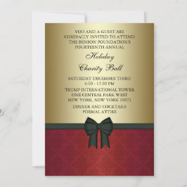 Convites Festa Corporativa Gravata Preta em Damasco Vermelh