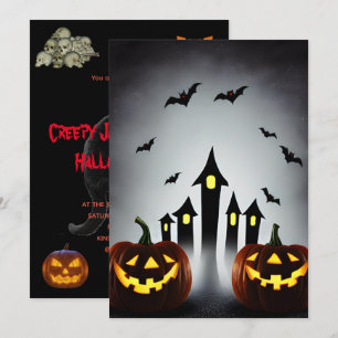 Convites Festa Creepy Jack o' Lantern Halloween Bash