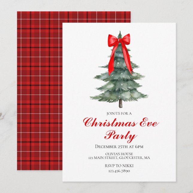 Convites Festa da árvore da véspera de Natal (Frente/Verso)