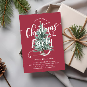Convites Festa da Árvore de Natal em Aquarela Elegante